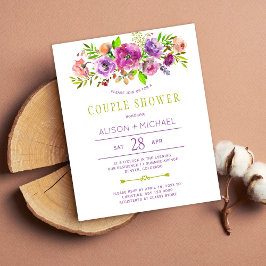 Convite para chá de casal de casamento floral econ