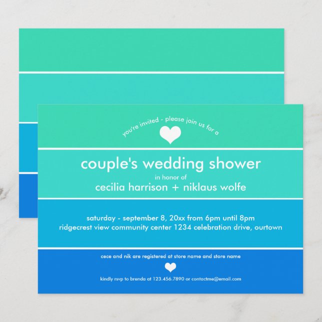 Convite para Chá de casamento de Amostragem de Tin (Frente/Verso)