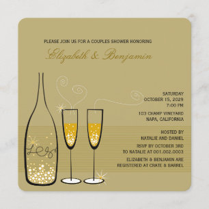 Convite para Chá de casamento de Champanhe Dourad