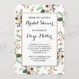 Convite para Chá de casamento de Peach Floral Brid