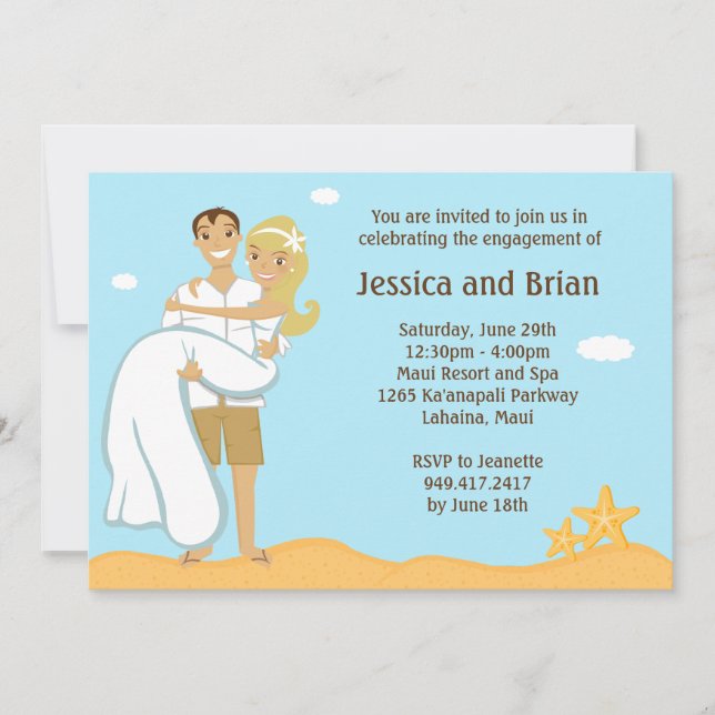 Convite para Chá de Casamento de Praia (Frente)