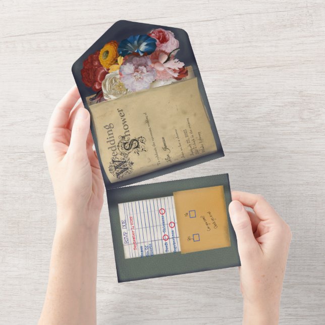 Convite para Chá de casamento do Livro da Bibliote (Aba destacável)
