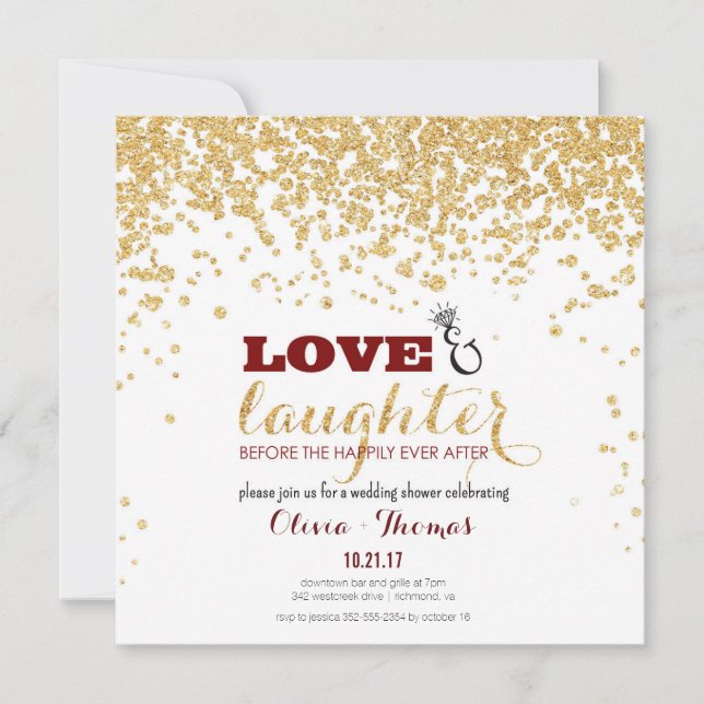 Convite para Chá de casamento Dourado de Lançament (Frente)