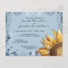 Convite para Chá de casamento Floral Azul Elegante