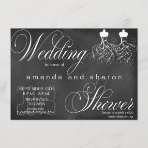 Convite para Chá de casamento Lésbica Chalkboard