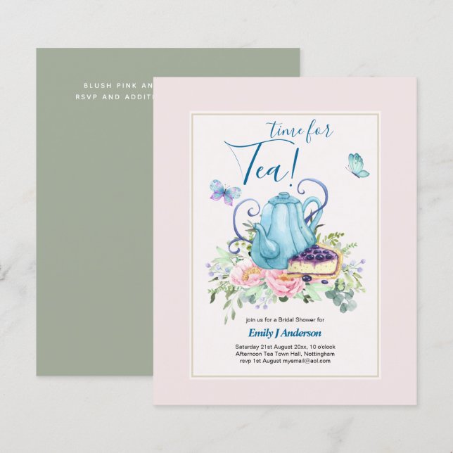 Convite para chá de Chá de panela de chá à tarde (Frente/Verso)