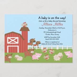 Convite Para Chá De Criança De Animais De Barnyard