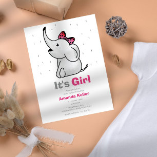 Convite para Chá de Elefante para Menina