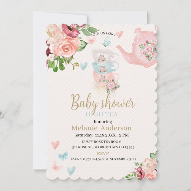 Convite para chá de fraldas (Frente)