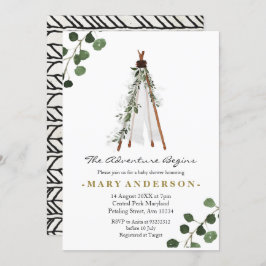 Convite para chá de fraldas Adventure BohoTeepe