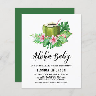 Convite para Chá de fraldas Aloha de Coco de Aquar