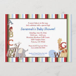 Convite para Chá de fraldas Alphabet Jungle Soup 