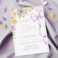 Convite para Chá de fraldas Amarelo Roxo Blooms