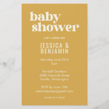 Convite para Chá de fraldas Amarelo Suave e Corret