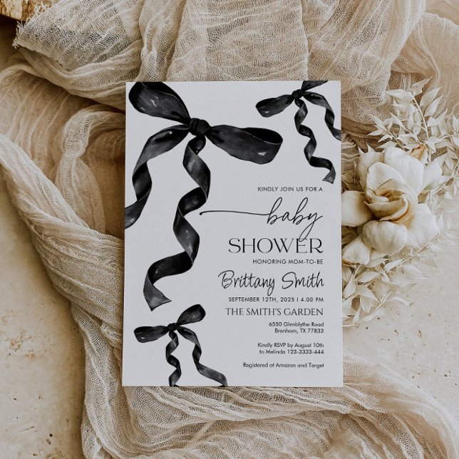 Convite para Chá de fraldas Arco Coquette Preto (Criador carregado)