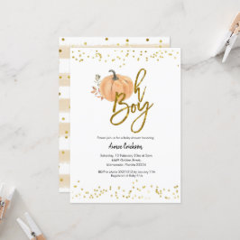 Convite para Chá de fraldas Autumn Pumpkin Oh Boy