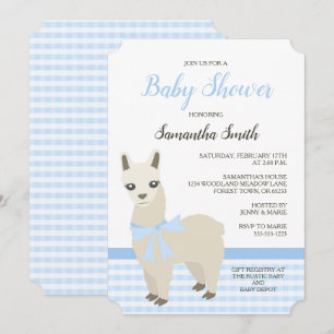 Convite para Chá de fraldas Azul Alpaca