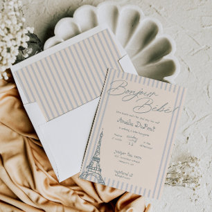 Convite para Chá de fraldas Azul de Bonjour Bebe