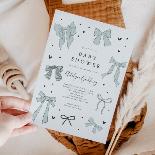 Convite para Chá de fraldas Azul do Arco Coquette (Criador carregado)