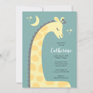 Convite para Chá de fraldas Azul Giraffe