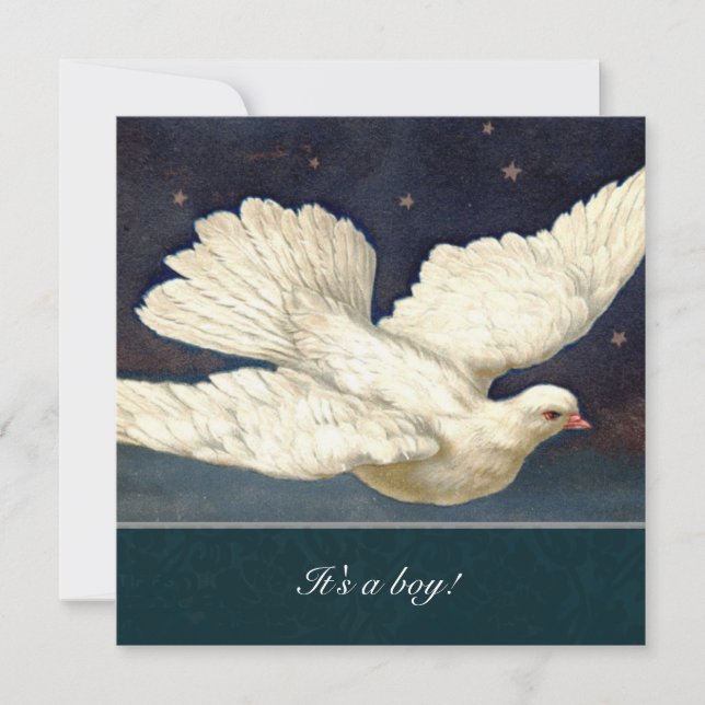 Convite para Chá de fraldas Azul Vintage Dove (Frente)