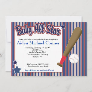 Convite para Chá de fraldas BABY All Star Basebal