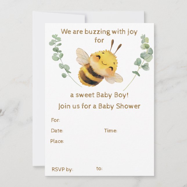 Convite para Chá de fraldas Baby Boy (Frente)