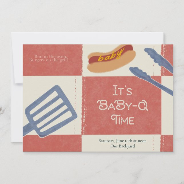 Convite para Chá de fraldas Baby-Q (Frente)