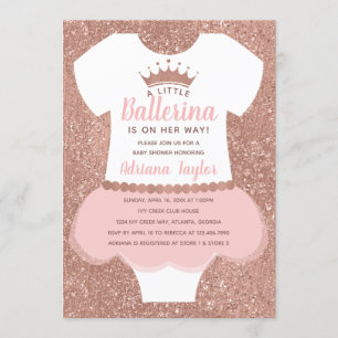 Convite para Chá de fraldas Ballerina, Dourado Ros