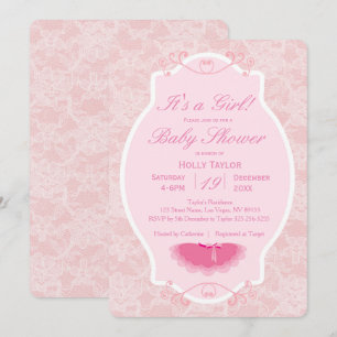 Convite para Chá de fraldas Ballerina Personalizad