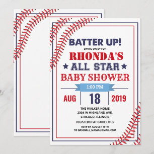 Convite para Chá de fraldas Baseball