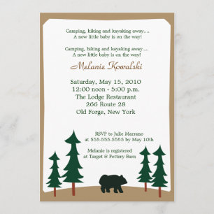 Convite para Chá de fraldas BEAR Adirondack Lodge