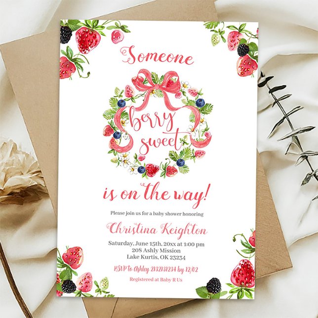 Convite para Chá de fraldas Berry Sweet (Criador carregado)