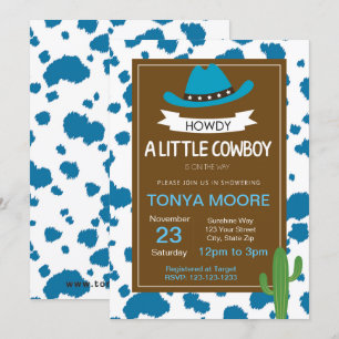 Convite para Chá de fraldas Blue Cowboy