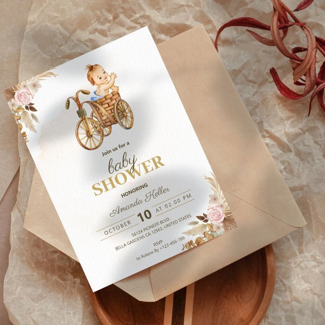 Convite para Chá de fraldas Boho (Criador carregado)