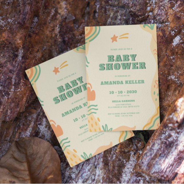 Convite para Chá de fraldas Boho (Criador carregado)