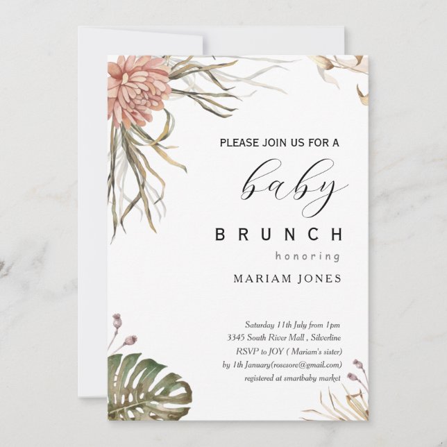 convite para chá de fraldas boho bohemian (Frente)