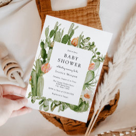 Convite para Chá de fraldas Boho Cactus