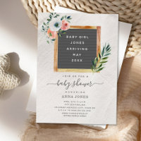 Convite para Chá de fraldas Boho Floral de Placa L