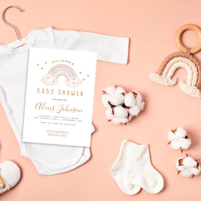 Convite para Chá de fraldas Boho Rainbow (Criador carregado)