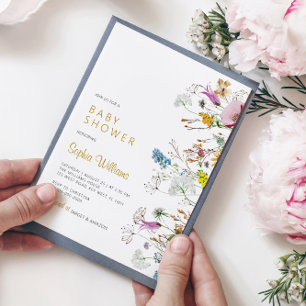 Convite para Chá de fraldas Boho Wildflower