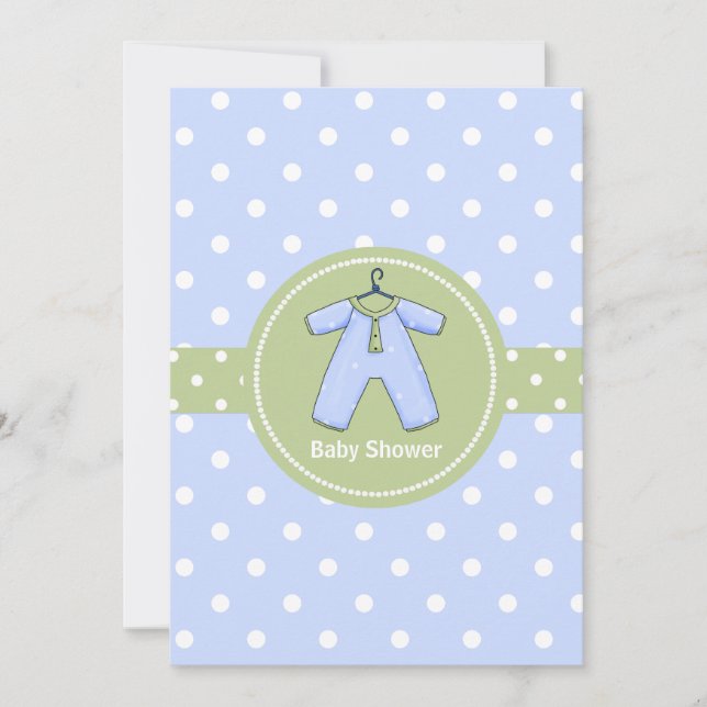 Convite para Chá de fraldas Bolinhas Na moda  Casa (Frente)