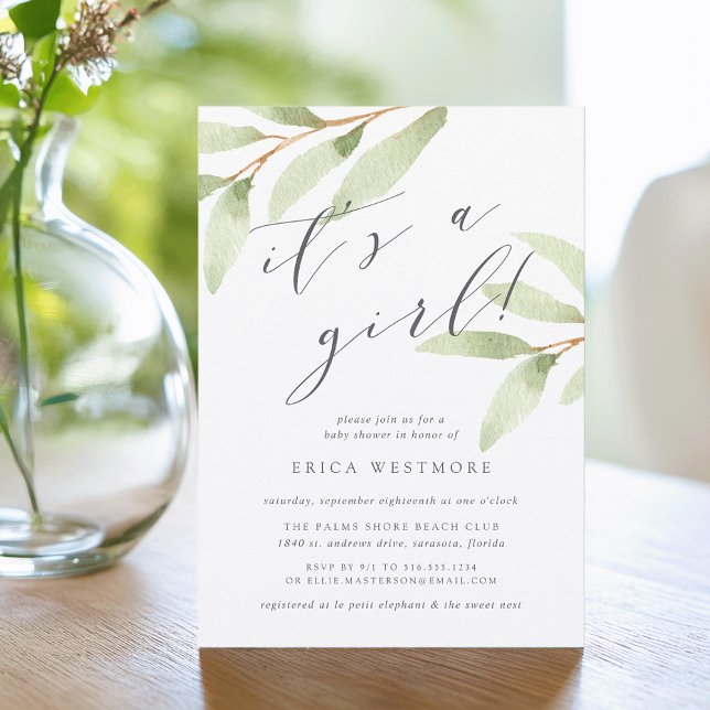 Convite para Chá de fraldas Botânico Airy (Criador carregado)