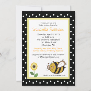 Convite para Chá de fraldas Bumble Bee Buzz 5x7