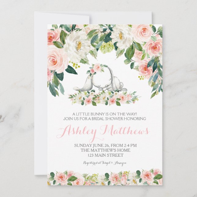 Convite para chá de fraldas Bunny (Frente)