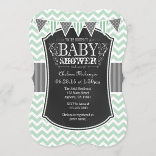 Convite para Chá de fraldas Chalkboard Chevron Ver