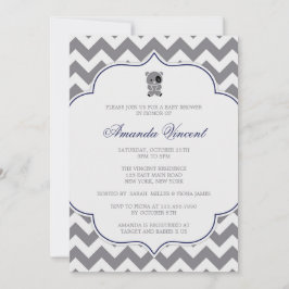 Convite para Chá de fraldas Chevron da cinza com P