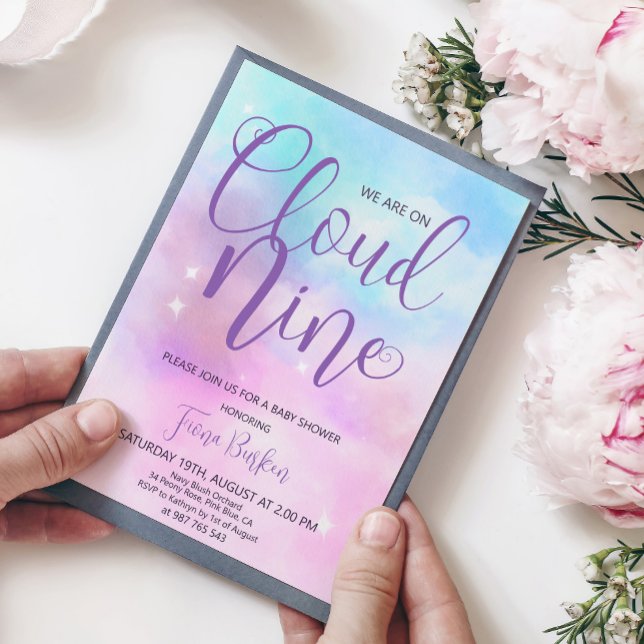 Convite para Chá de fraldas Cloud Nine Girl. (Criador carregado)