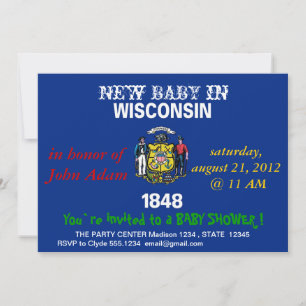 Convite para Chá de fraldas com Flag de Wisconsin