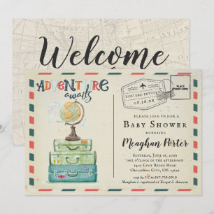 Convite para Chá de fraldas com Temas de Viagens